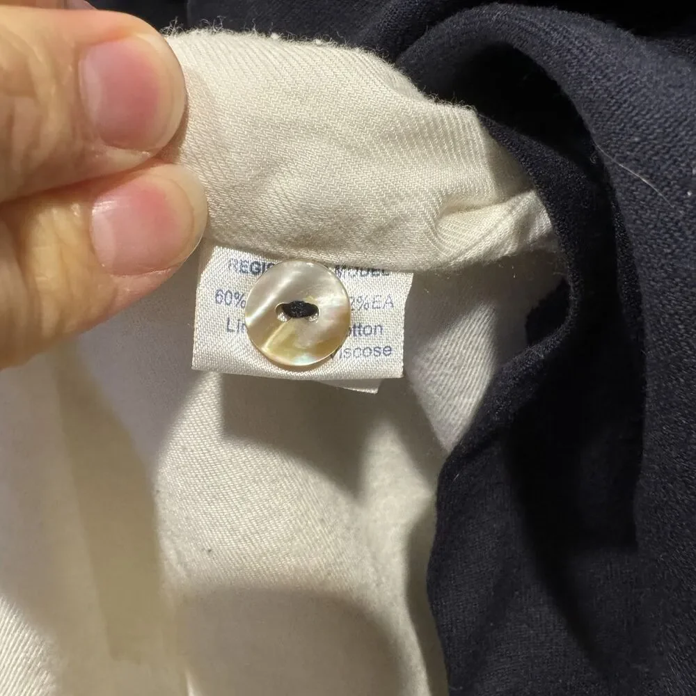Oscar de la Renta Girls Dress Wool Linen Bow Fit Flare Navy Preppy Formal Sz 10